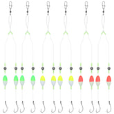 Six-piece fish finder float rig with double-hook setup